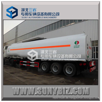 Tri Axle Carbon Steel 7 Fach Öl Tanker Anhänger / Benzin Transport Tank Trailer / 55000 Liter Kraftstofftank Semi Trailer